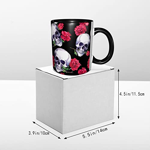 Fylybois Rose And Skull Coffee Mug For Women Men 11 Ounce Ceramic Tea Coffee Mugs Drinking Water Cup Microwave Applicable Gifts For Home Office Travel #TOP5