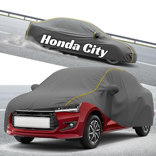Image of Kayme Compatible with Grey Honda City Car Cover Waterproof Car Body Cover for All Weather Proof & Full Bottom Elastic, Triple Stitching with 100% Nail Proof Cover