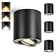 Gleonlux LED Deckenspot Aufbauspot Schwarz Dimmbar, Aufbaustrahler Schwenkbar mit GU10 Fassung, LED Spots 230V 5W CCT 3000K/4000K/6000K, Aufputz Spots Deckenstrahler aus Aluminium Downlight 4 Stück