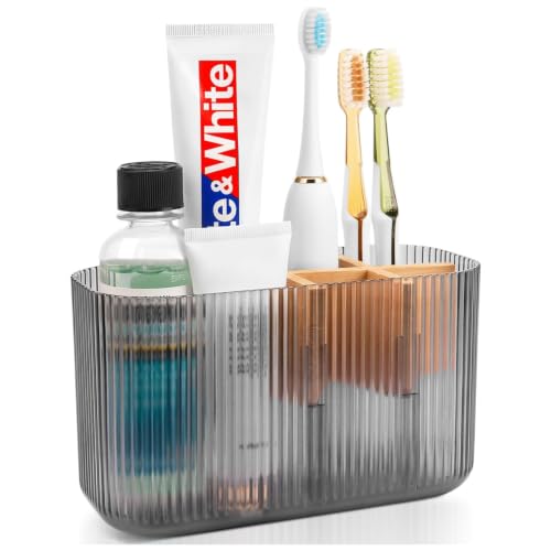 GFWARE Clear Acrylic Toothbrush Holder, 5 Slots Bathroom Storage Organizer