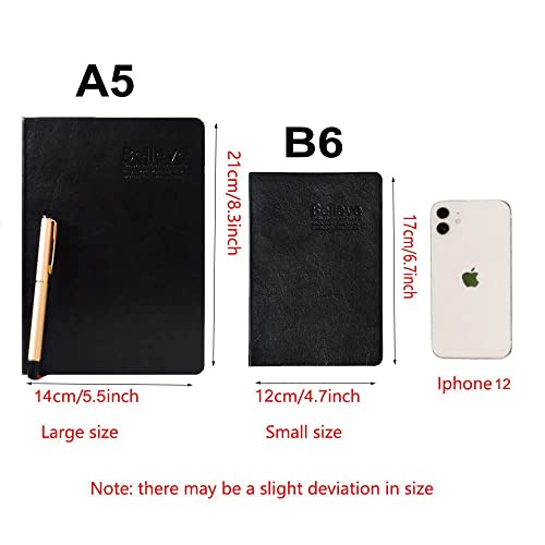 Sayeec Thick Lined Journal Notebook 720 Pages, Black Leather Journals For Writing, 360 Sheets Classic Vintage Believe Diary Notebook For School Office Home Travel (Lined Paper, 6.7" X 4.7") #TOP1