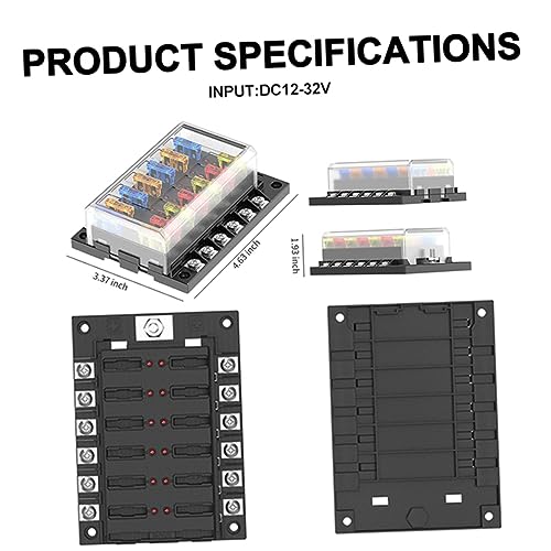 ULTECHNOVO Caixa 3Pcs fusível do carro Organizador de fusíveis de 12 circuitos fusíveis de carro fus