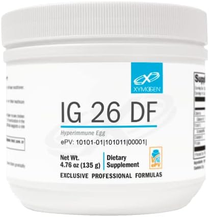 XYMOGEN IG 26 DF Powder - Immunoglobulin Supplement with IgY Max - Dairy-Free Colostrum Alternative Derived from Hyperimmune Egg - Cytokine Balance & Immune Support - Vanilla Flavor (4.76 oz)