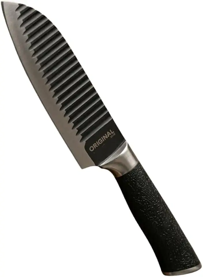 Faca Santoku 7" Tubarão de Aço Inox, 31 cm, para Peixe, Sushi, Carne e Legumes