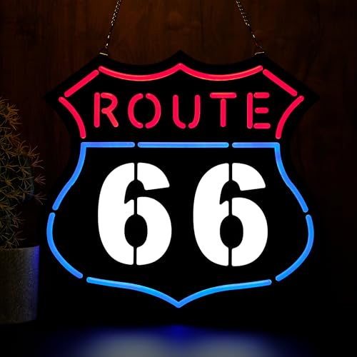 Image of Route 66 Neon Sign Night light for Bar Club Bedroom Hotel Pub Cafe Wedding Birthday Party Gifts