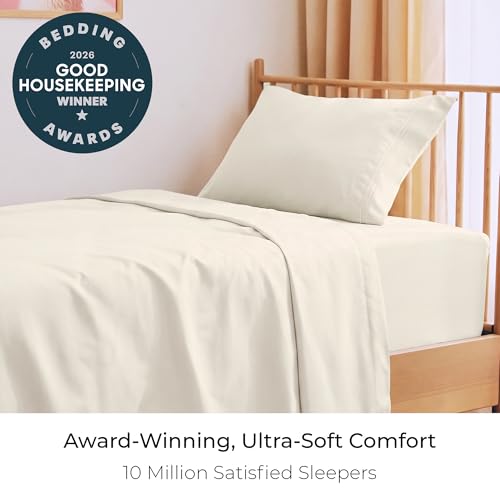 Image of Mellanni Twin Sheets Set - 3 PC Iconic Collection Bedding | Hotel Luxury, Extra Soft, Cooling Bed Sheets - Wrinkle, Fade, Stain Resistant (Twin, Golden Ivory)