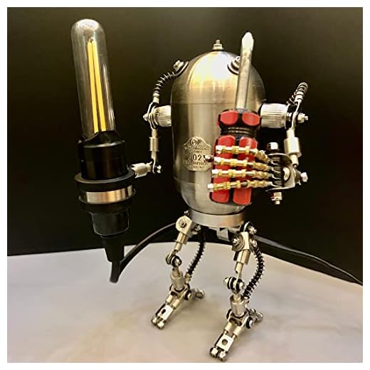 Modelltillverkningsleksaker 250+datorer Diy Steampunk Style Desktop Table Lamp, 3D Steampunk Metal Robot Iron Little Hobby Model Kits for att bygga Virgo Metal Model med LED Stränglampor som visas