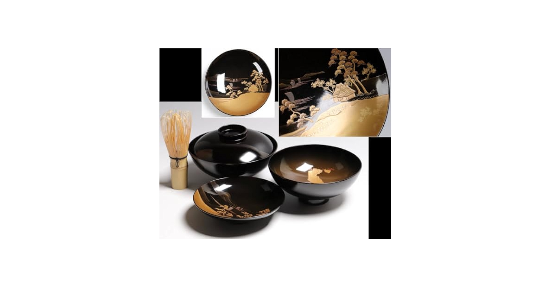 BJ024 時代輪島塗　夏乃草図金蒔絵　吸物椀　二客　木製 Amazon.co.jp: CG34 輪島塗 時代木製漆器 竹笹蒔絵 朱塗御吸物椀