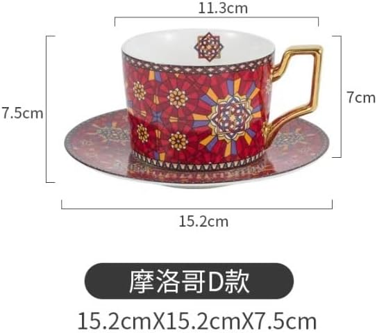 Ceramic Coffee Cup Saucer Spoon Set,Coffee Cups,Tea Cups,Coffee Cup* Tea Cup And Saucer Set,Set Coffee Cup And Saucer Moroccan Style Of Columbia With Ceramic Tea Afternoon Cup Of 250ml(Type D)