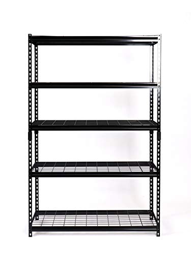 Juggernaut Storage 48\"W x 18\"D x 72\"H Five-Shelf Steel Shelving Unit, 2500 lb Capacity, Black