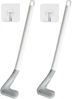 RAZEN Flexible Silicone Toilet Cleaning Brush Bendable Long Handle Non-Scratch Toilet Bowl Brush with Wall Hook, 360° Deep Cleaning, Quick-Dry Bathroom Scrubber (1)