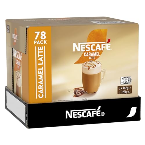 NESCAFร Caramel Latte Instant Coffee Mixes Sachets 78 Pack (3 x 26 Pack)
