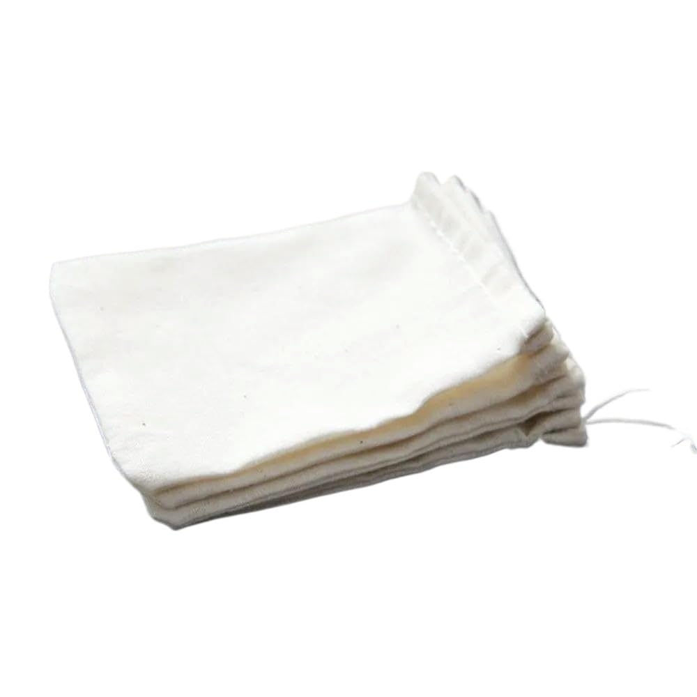 Bolsas de té vacías con cuerda, Bolsas de filtro de té reutilizables con cordón de algodón for té, hierbas y especias, paquete de 10, varios tamaños(13x18cm)