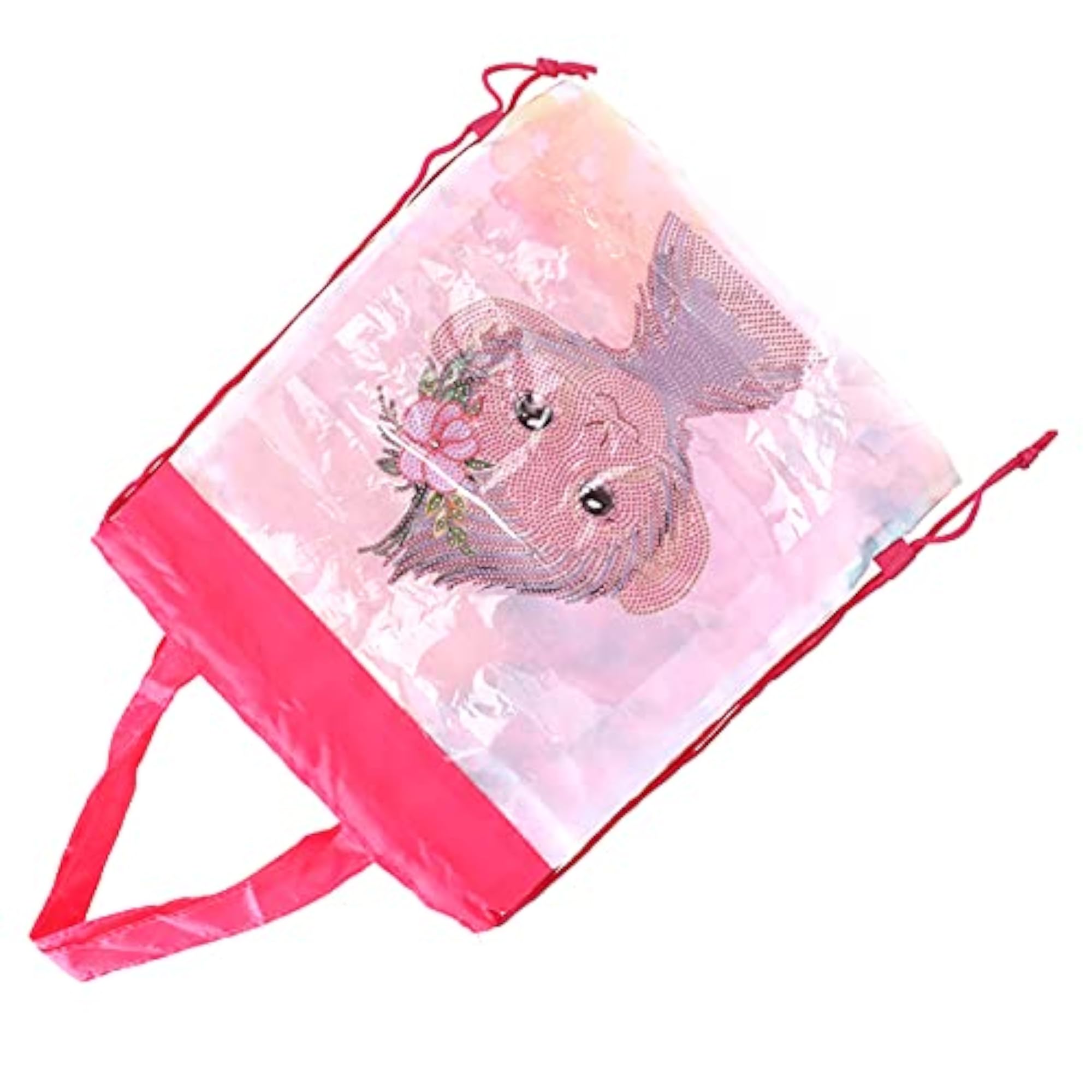 Wear-Resistant Drawstring Shopping Bag with Rhinestones