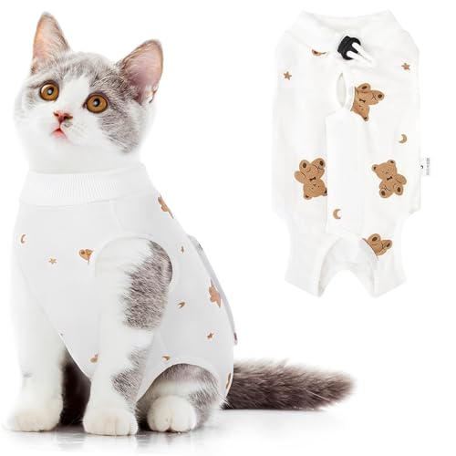 LOMSUXA Body Chat Post Opératoire,Body Chat Post Opératoire Stérilisation, Combinaison de Récupération après Chirurgie,Anti-Léchage, Alternative à la Collerette pour Chats(M)