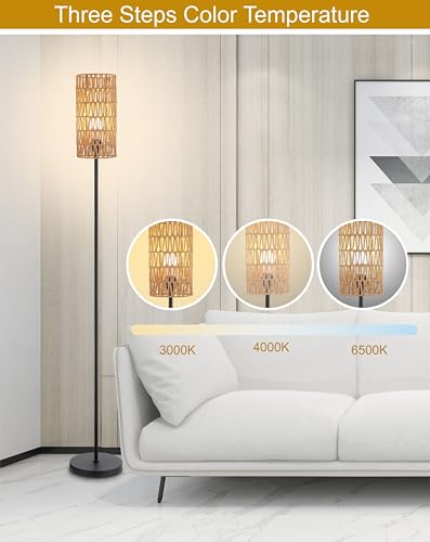 Ruiever ZS Floor Lamp For Living Room,Farmhouse Rattan Floor Lamp,Modern Standing Lamp thumb #4