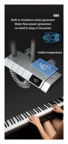 Panneau de douche gris piano en laiton avec mitigeur digital et cascade LWX - 3