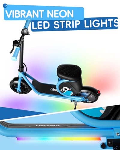 Hiboy JoyHaul Electric Scooter for Kids, Ages 4-10 – LED Neon Lights, 100W Brushless Motor, 56.16Wh Battery, Under-Seat Storage & Safety Brake, Blue - Thumbnail 3
