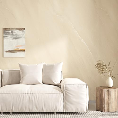 Yullpaper Beige Limewash Concrete Wallpaper Ivory Travertine Marble Wallpaper Peel and Stick Countertops Waterproof Beige Granite Contact Paper Removable Terrazzo Contact Paper for Walls 15.7×118"