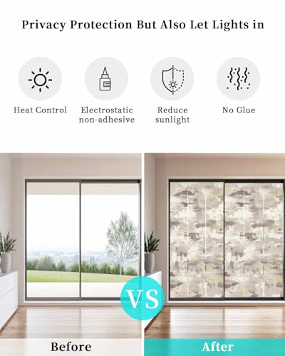 Película decorativa para ventana privacidad Beige 17.7x39.3 in miniatura 4