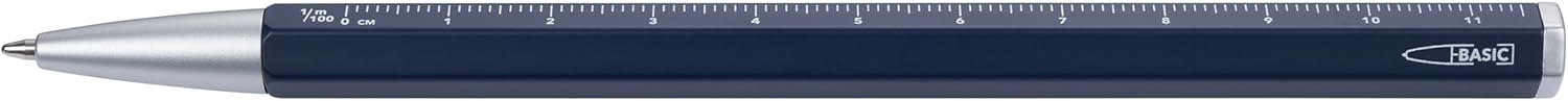 Troika Multitasking Ballpoint Pen with Black D1 Refill - Construction Basic - Centimeter/Inch Ruler, 1:20/1:50 Scale (Blue)