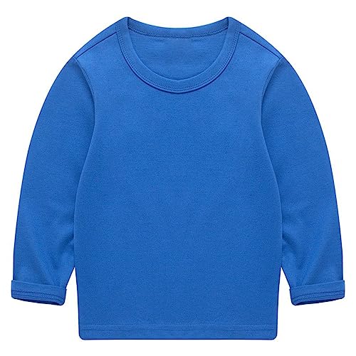 Toddler Kids Basic Solid T-Shirt Girls Boys Crewneck Long Sleeve Pullover Tops Baby Casual Soft Loose Fall Winter Clothes