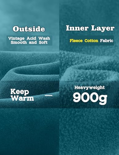 Image of FAIABLE Womens Oversized Acid Wash Hoodie Unisex Heavyweight Cotton Hoodies Fleece Vintage Washed Sweatshirt Women Men