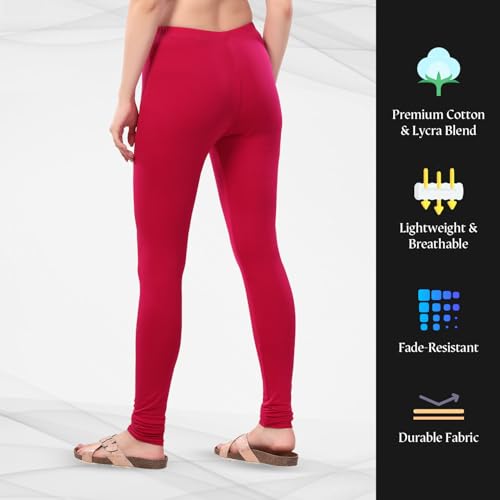 Image of TRASA Ultra Soft Cotton 4 Way Stretchable Churidar Solid Regular and Plus 20 Colours Leggings for Womens and Girls -Sizes :-M, L, XL, 2XL, 3XL, 4XL, 5XL, 6XL