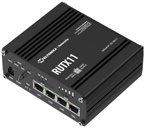 Image of Teltonika RUTX11 Industrial 4G LTE Router - Dual SIM, Gigabit Ethernet, Dual-Band WiFi, VPN & RMS Support (RUTX11100400)