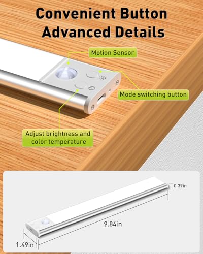 Diomart Under Cabinet Lights Wireless, Motion Sensor Night Lights, 4 Pack - image 3