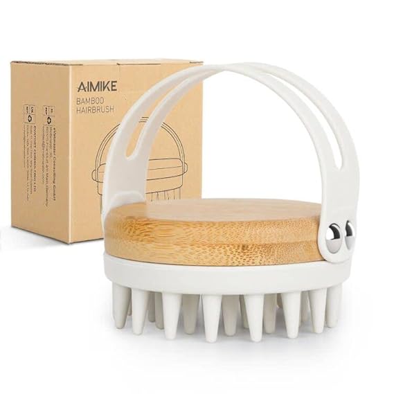 AIMIKE Scalp Massager Shampoo Brush, Bamboo Scalp Brush Hair Scrubber