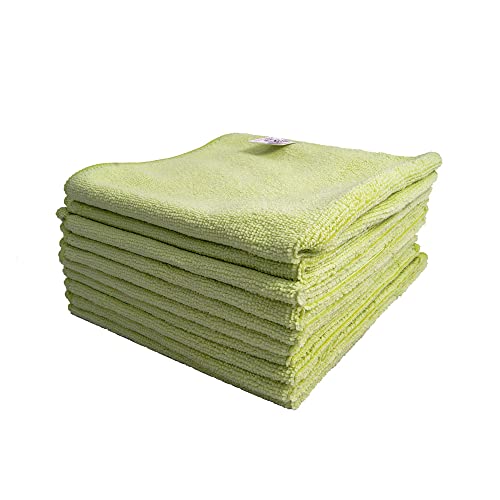 Optima Proclean Shine Microfibre Cleaning Cloth, Yellow, Pack of 10, Large Size: 40x40cm. Super Soft Low Lint Streak Free Washable Cloth Duster for Kitchen, Bathrooms, Surfaces, Mirrors, Car
