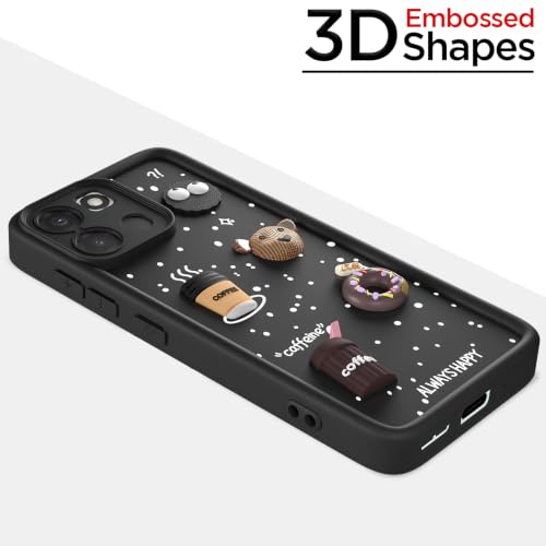 Image of Outlouders Back Cover for OnePlus Nord 6 5G | 3D Cartoon Bear Cute Fun Silicone Full Body Protection Bumper Case (Black)
