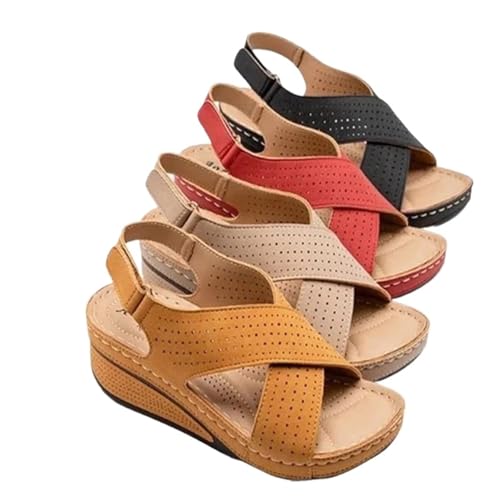 High heeled sandals Women's Sandals Summer Hollow Wedge Sandals Women's Casual Retro Sandals Women's2