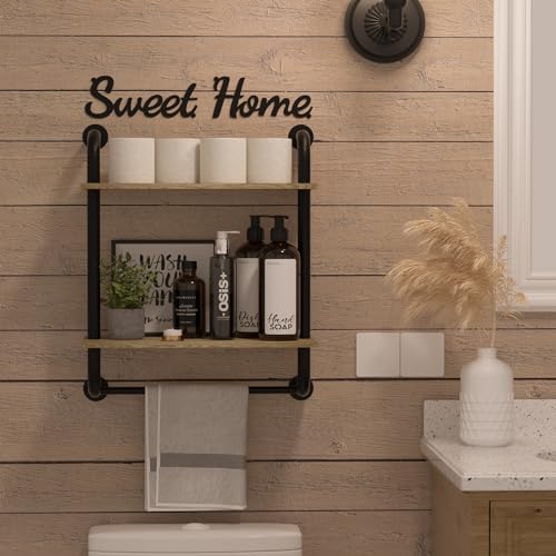 Bathroomshelveswallmountedfarmhousebathroomdecor2tierrusticindustrialpipeshelvingfloatingshelvesforbathroomkitchenbedroomlivingroom173inch  Urban Country Home Decor Bathroom shelves wall mounted farmhouse bathroom decor 2 tier rustic industrial pipe shelving floating shelves for bathroom kitchen bedroom living room 173 inch  urban country home decor