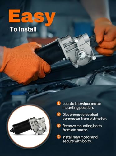 Image of 2C3Z17508AA Front Windshield Wiper Motor for Ford F150-550 | Direct Fit 12-Pin for Ford F-150 F250 F350 F450 F550 Super Duty, Expedition,Mustang,Lincoln Town Car LS MKX