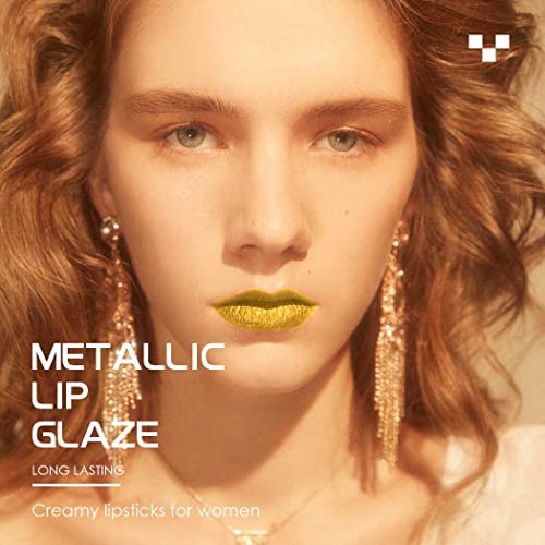 Kilshye Glitter Lipstick Matte Liquid Lipsticks Metallic Lip Glaze High Pigment Lipgloss Long Lasting Waterproof Lip Makeup For Women And Girls Pack Of 1 (D- Gold 5) #TOP4