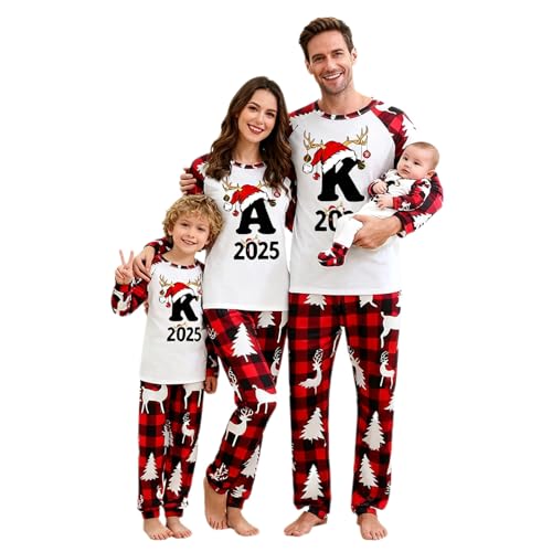 Christmas Pyjamas Set 2025 Mens Womens Kids Letter Printed Xmas Matching Family Loungewear Sets