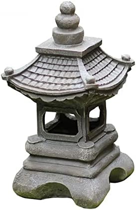 Fakavear Outdoor Japanese Solar Zen Garden Lights, Zen Garden Lights Lanterns Pagoda Lights, Solar Garden Creative Decorative Lights Resin Statue for Farm Balcony Patio Porch Yard, 13.4 * 6.7 inch