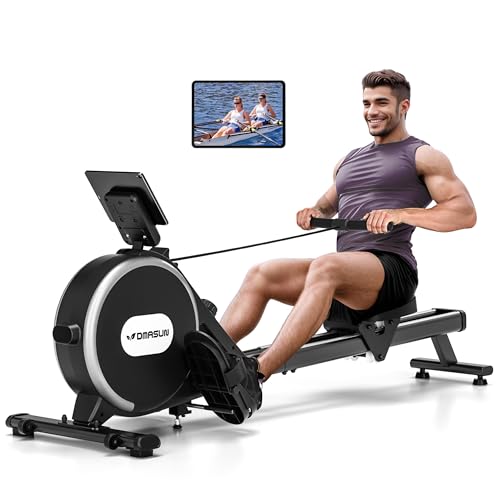 Rowing Machine, DMASUN Upgrade Magnetic Rowing Machines for Home Gym with 16 Levels Quiet Resistance - 350LB Capacity Rower Machine with App Compatible & Comfortable Seat
