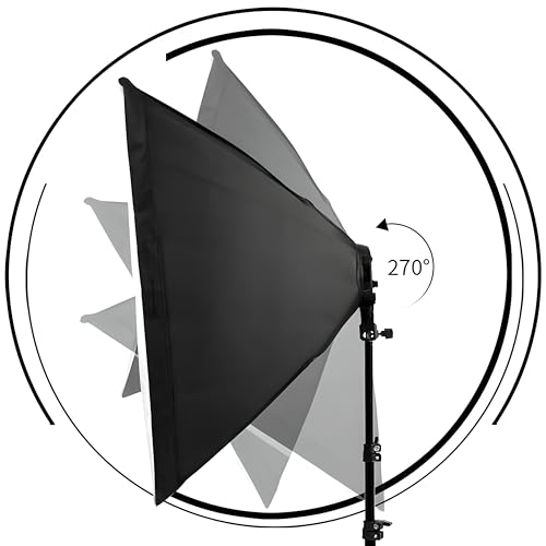 Retoo Softbox Fotostudio Set mit 2 x 135W Fotolampen und 2 x Faltbare Lampenstativs, Beleuchtung für Porträts, Produktfotografie und Videoaufnahme, Reflektors mit Tragetasche