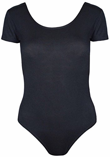 Justaucorps femmes noir taille 40-42 chic et extensible à col rond élégant