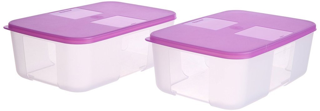 Tupperware Plastic Freezer Mate Set - Set of 2, Pink, White-image-5