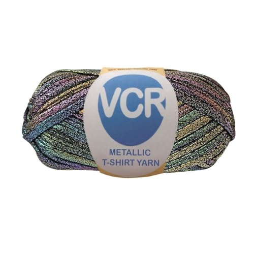 Image of VCR Shine Multi Green Metallic T-Shirt Yarn, 100 Grams, 100% Metallized Craft Yarn, Pack of 1 Yarn, Suitable for Handbags, Tote Bags and Sling Bags