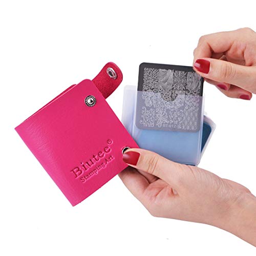 Biutee Nail Stamping Plates Set 12Pcs Nail Plates 1Stamper 1Scraper 1Storage Bag Nail Plate Template Image Plate Stencil Nails Tool (C) #TOP4