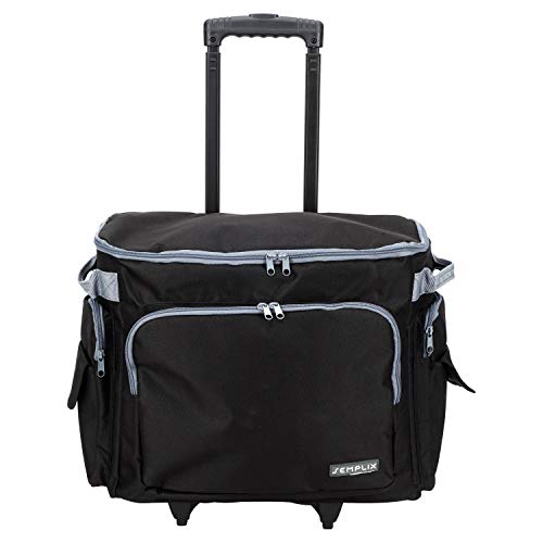 SEMPLIX Nähmaschinentrolley (50x43x32cm) für alle gängigen Haushaltsnähmaschinen, Nähmaschinenkoffer für komfortablen Transport und sichere Aufbewahrung (schwarz)