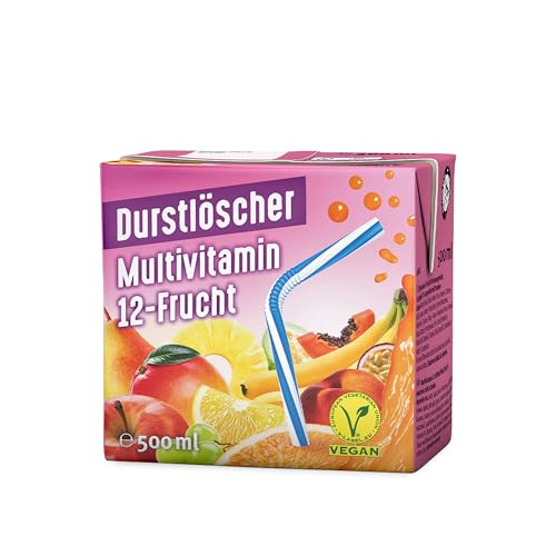 Durstlöscher Multivitamin 24 x 500 ml: Erfrischungsgetränk mit Fruchtsaft aus 12 Früchten Pfandfreies Trinkpäckchen Vegan Fruchtsaftgetränk ohne Kohlensäure Ideal Für Unterwegs & Zuhause