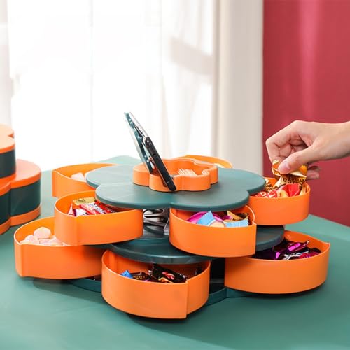 Spinner à collation double couche à 5 compartiments et plateau de service avec couvercle