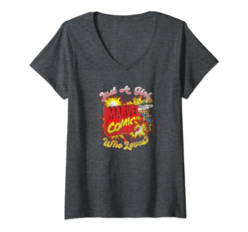 T-shirt Marvel Avengers vintage col v femme comics juste une fille fan