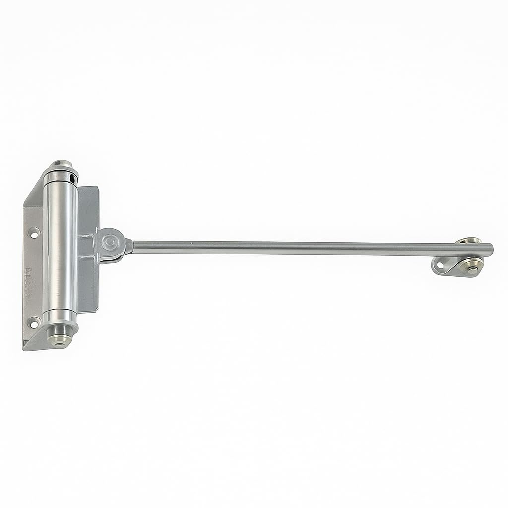 Og-Er Chrome Door Spring For Door Weight Up To 40 Kg - Galvanised Steel - Automatic Spring Closer Silver For Garden Gate & Room Doors (Pack Of 1)